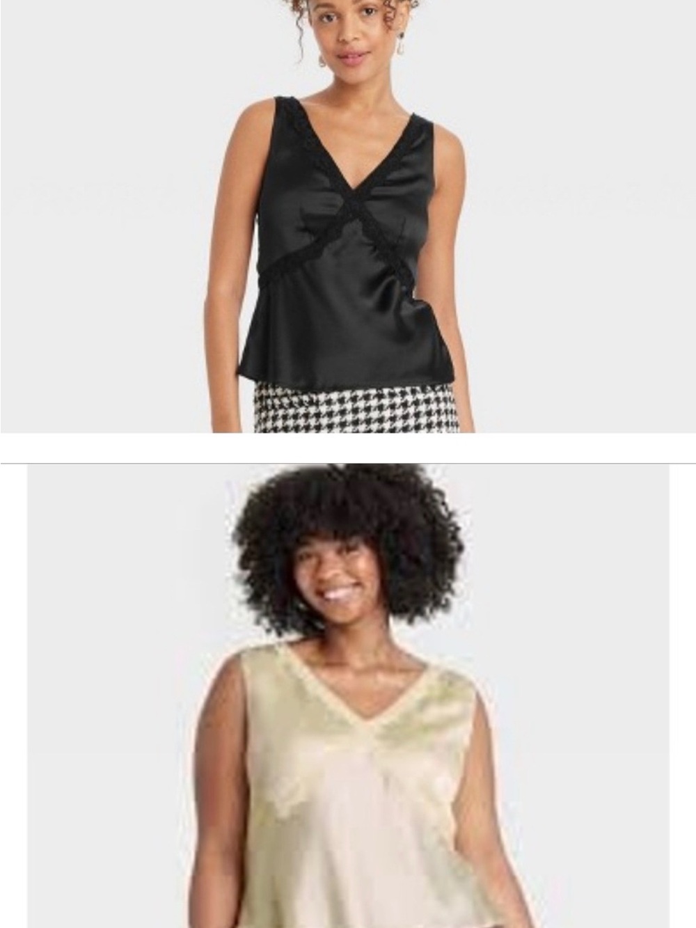 Satin V-Neck Lace-Trim Tank Top lot